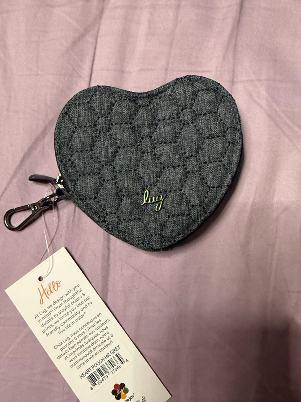 Lug Heather grey zipper pouch